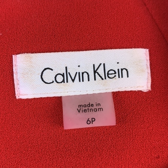 Calvin Klein ponte knit red tailored sheath square neck work cocktail dress EUC - Picture 6 of 10